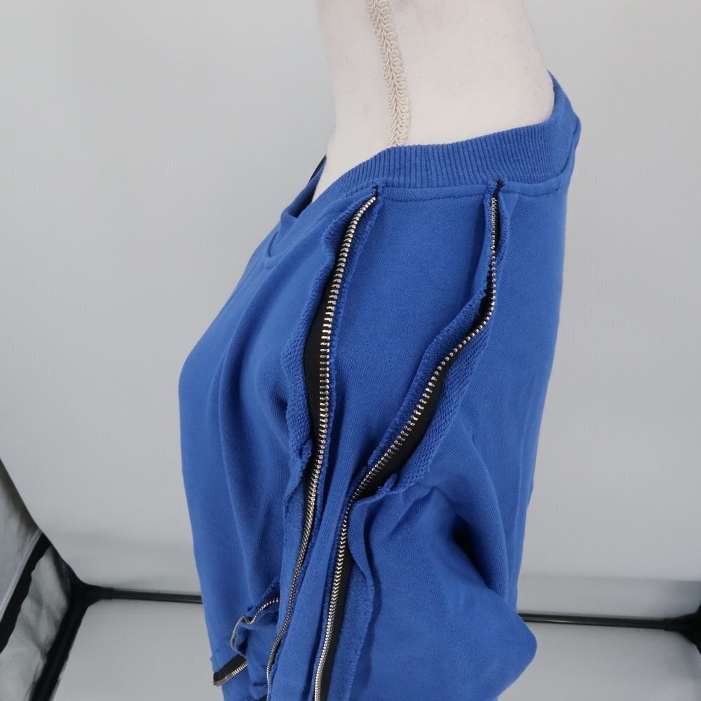 Tov Holy Blue Sweatshirt Dress w Zipper Detail Size 42-Oversized Large  NWT - Picture 6 of 16